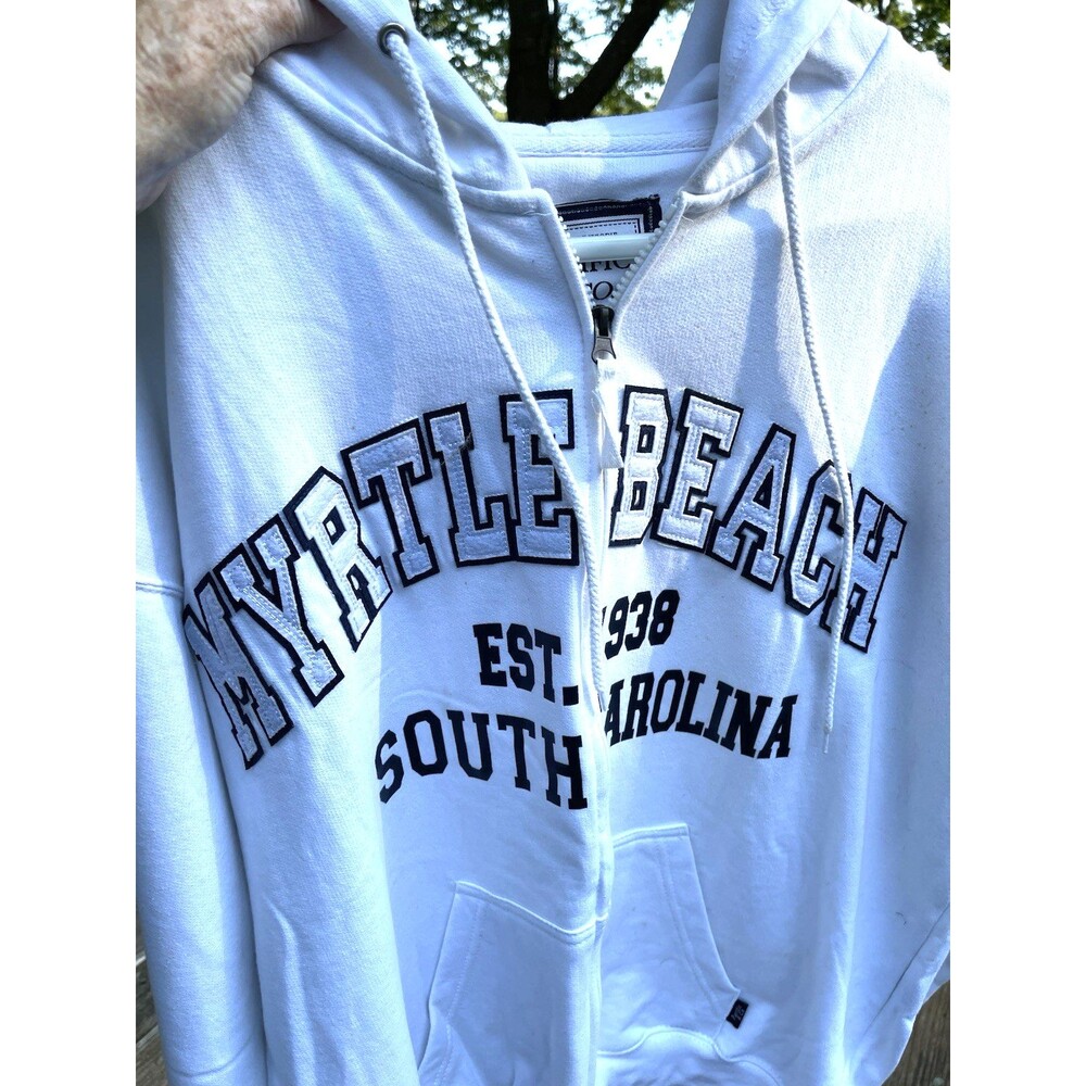 PACIFIC & CO Myrtle Beach SC Full Zip Hoodie Sweatshirt Jacket White Men XL